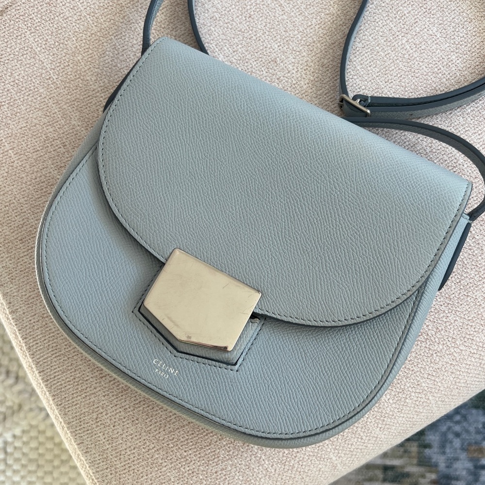 Rare Vintage CELINE Baby Blue Calfskin Trotteur Bag / CELINE Trotteur Bag - Picture 3 of 10